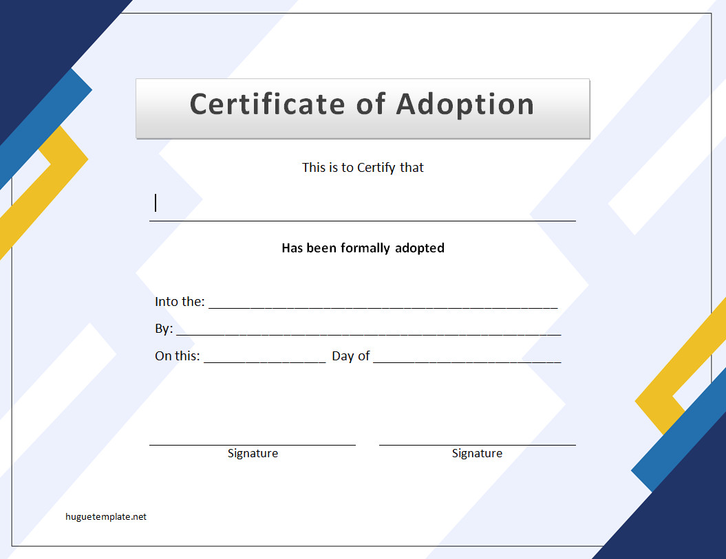 Sample Adoption Certificate Template