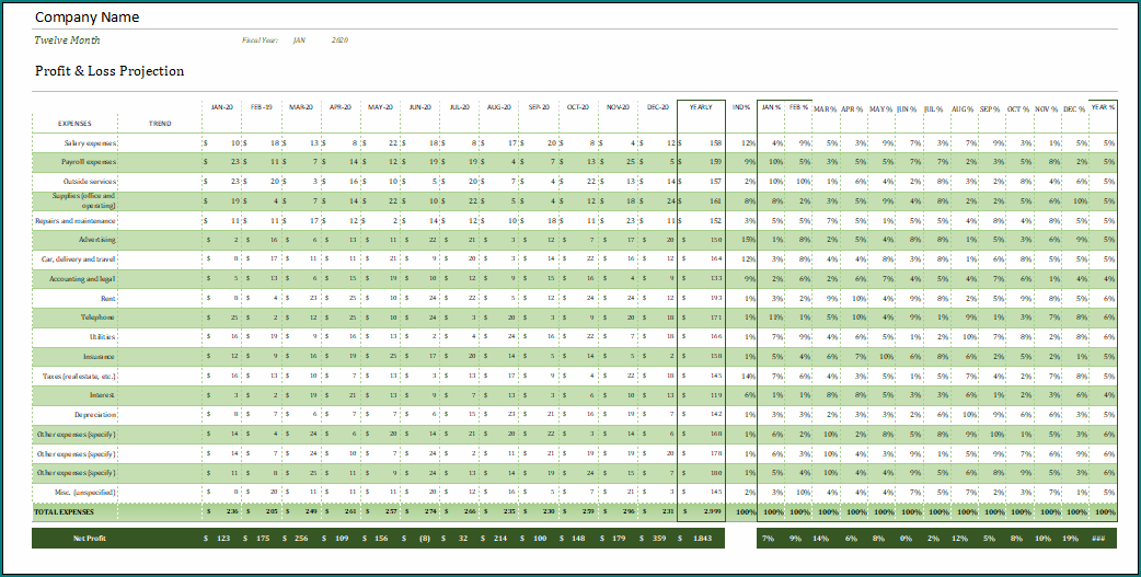 Basic Profit And Loss Statement Template