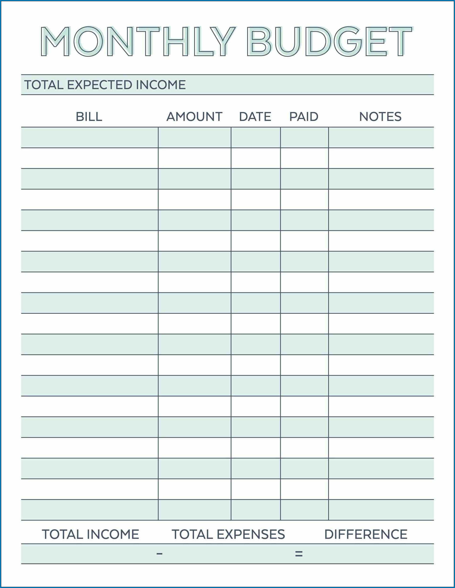 Budget Planner Template Example