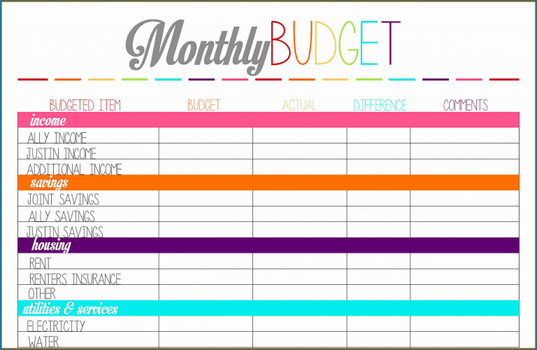 Budget Planner Template Sample