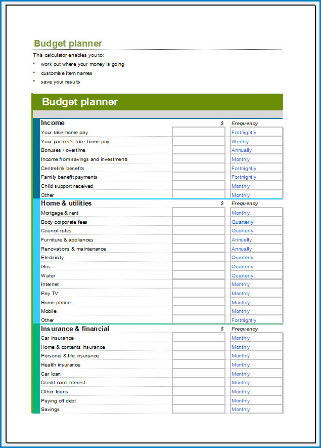 Budget Planner Template