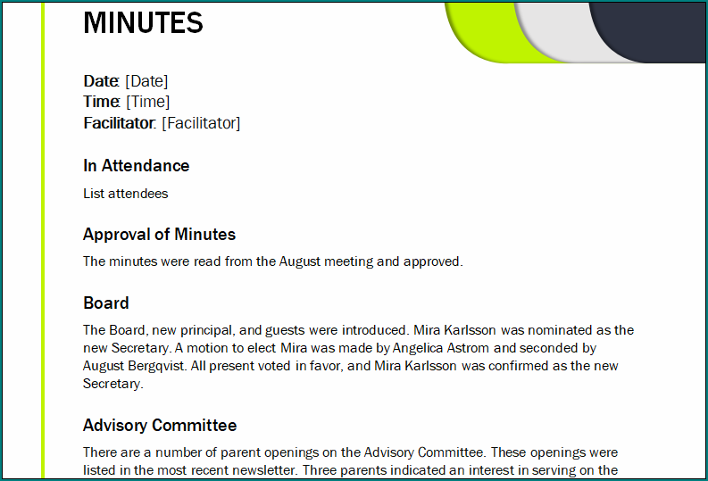 Business Meeting Minutes Template