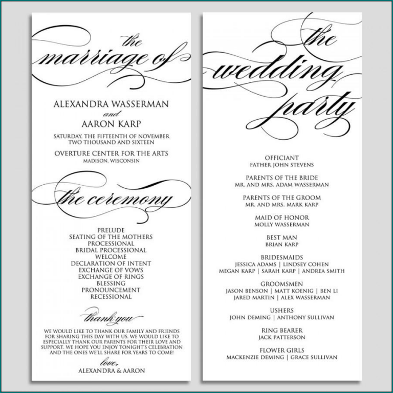 Ceremony Program Template Example 768x768