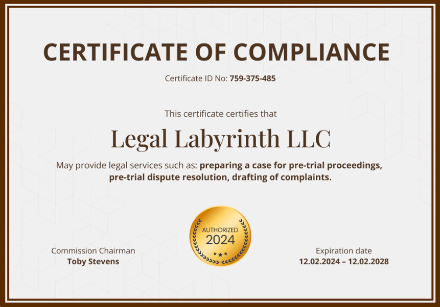 Certificate of Compliance Template Sample