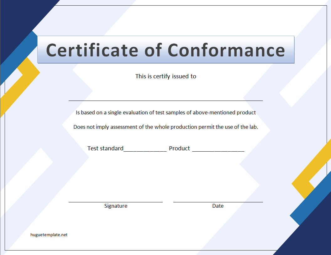 Certificate of Conformance Template Featuring Sections for Product Details, Manufacturer Information, and Certification Statement