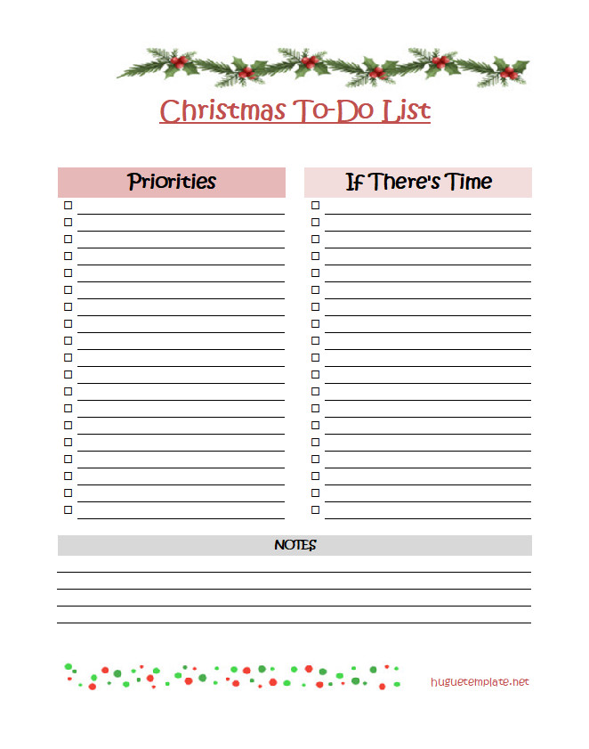 Printable christmas to-do list template for organizing holiday preparations.