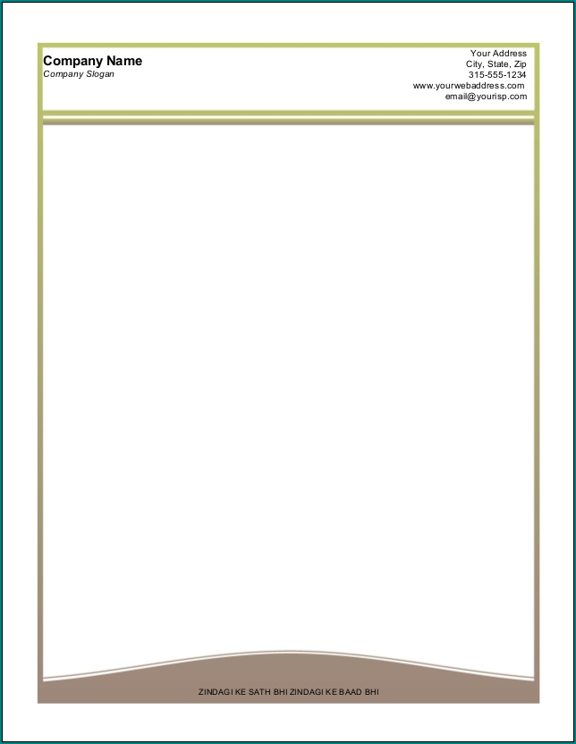 Example of Business Letterhead Template