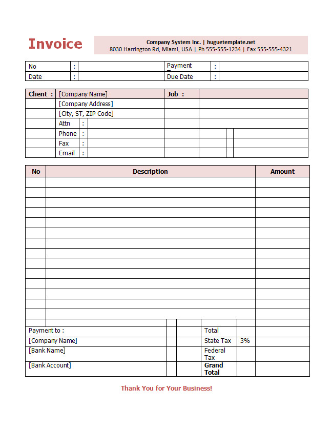 Professional freelance invoice template showcasing freelancer's contact information, itemized list of services provided, rates, and total payment due.