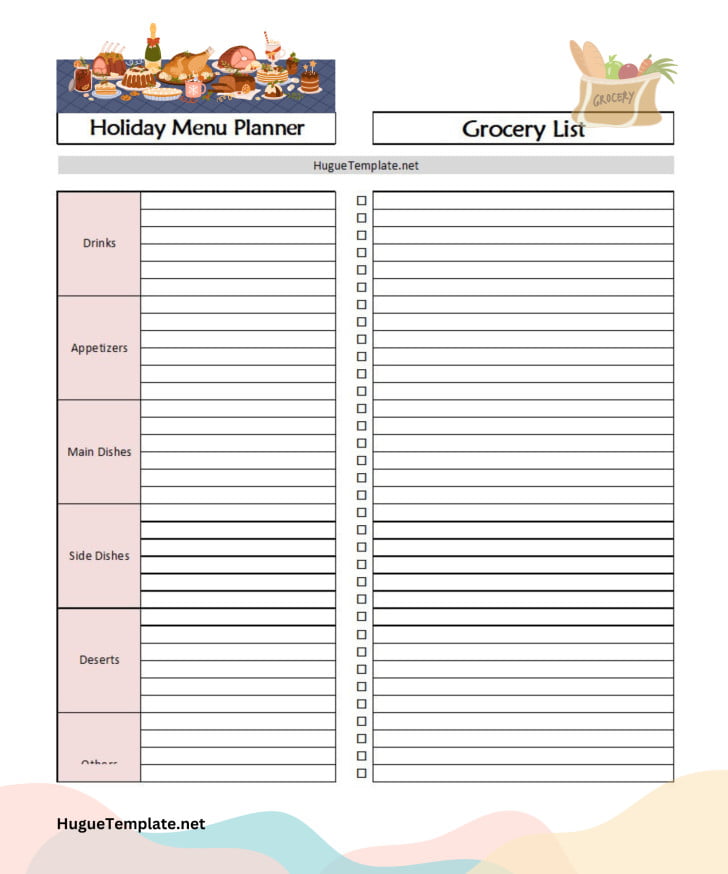 Holiday Menu Planner Template