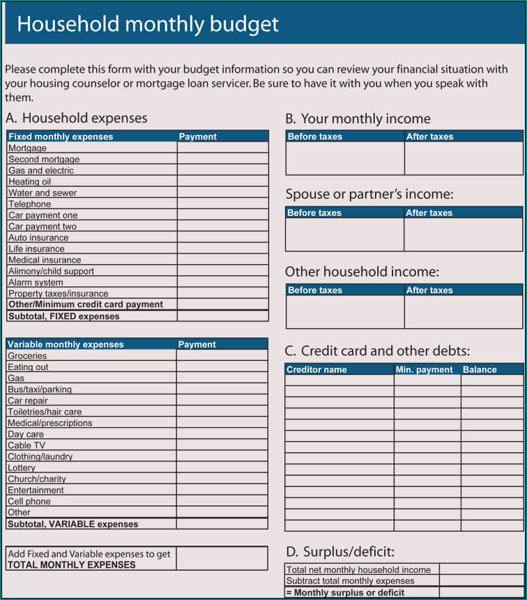 Home Budget Worksheet Template Sample