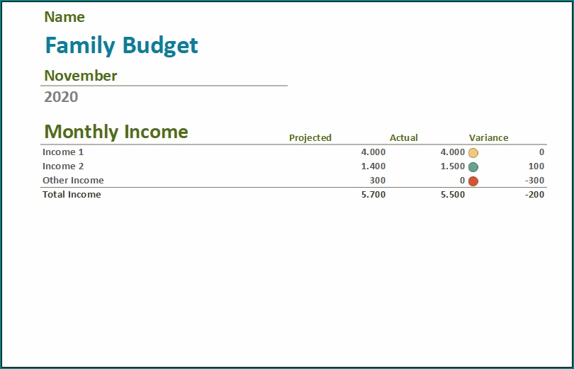 Home Budget Worksheet Template