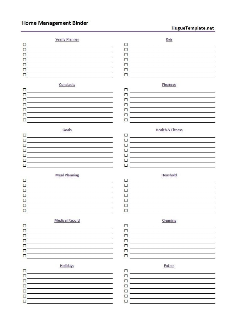 Home Management Binder Template