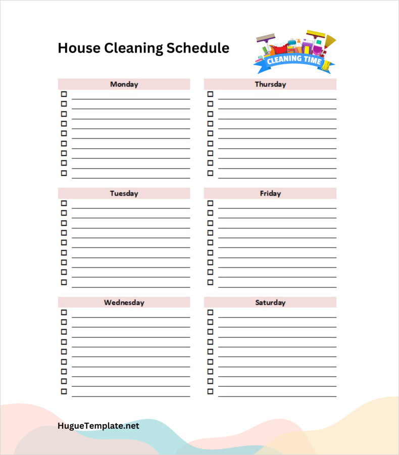 House Cleaning Schedule Template