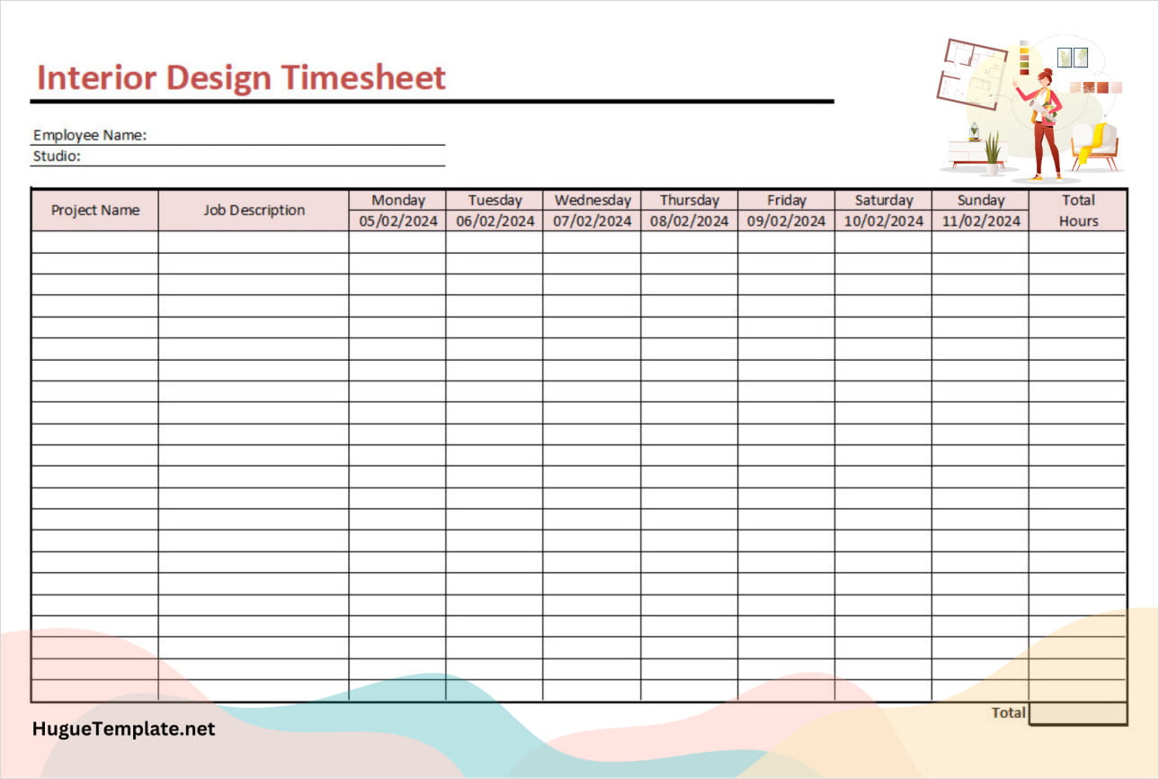 Interior Design Timesheet Template