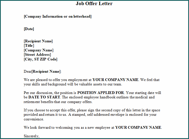 Job Offer Letter Template