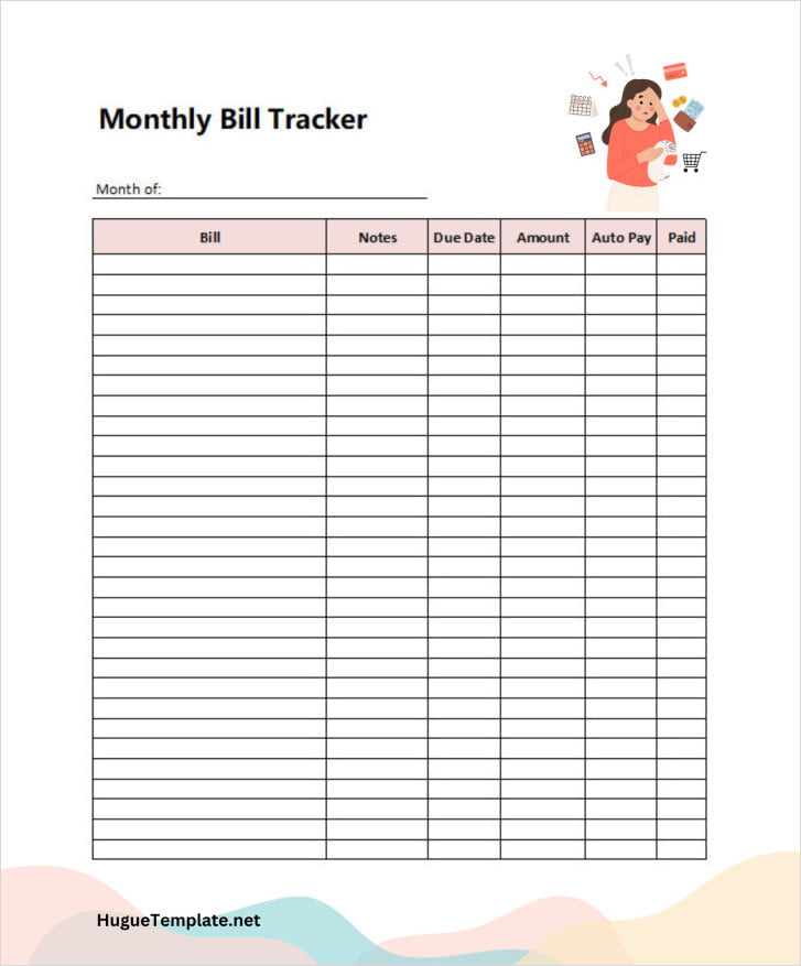 Monthly Bill Tracker Template