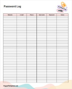 Printable Password Log Template