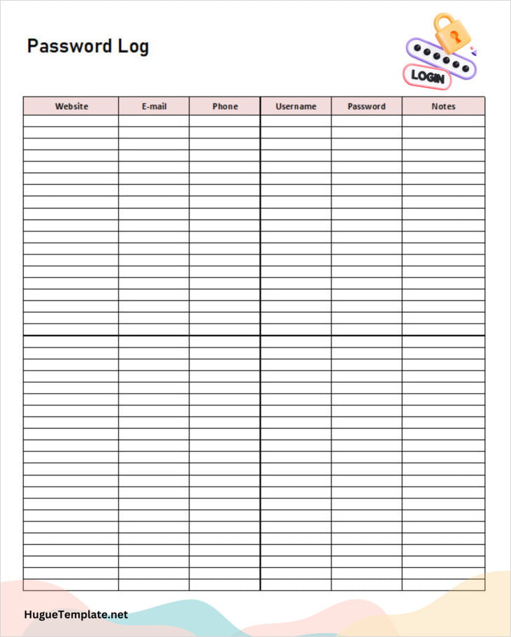 Password Log Template