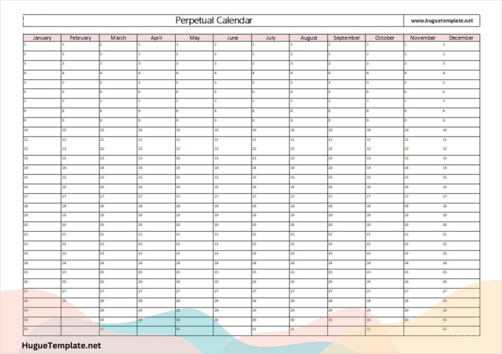 Printable Perpetual Calendar Template