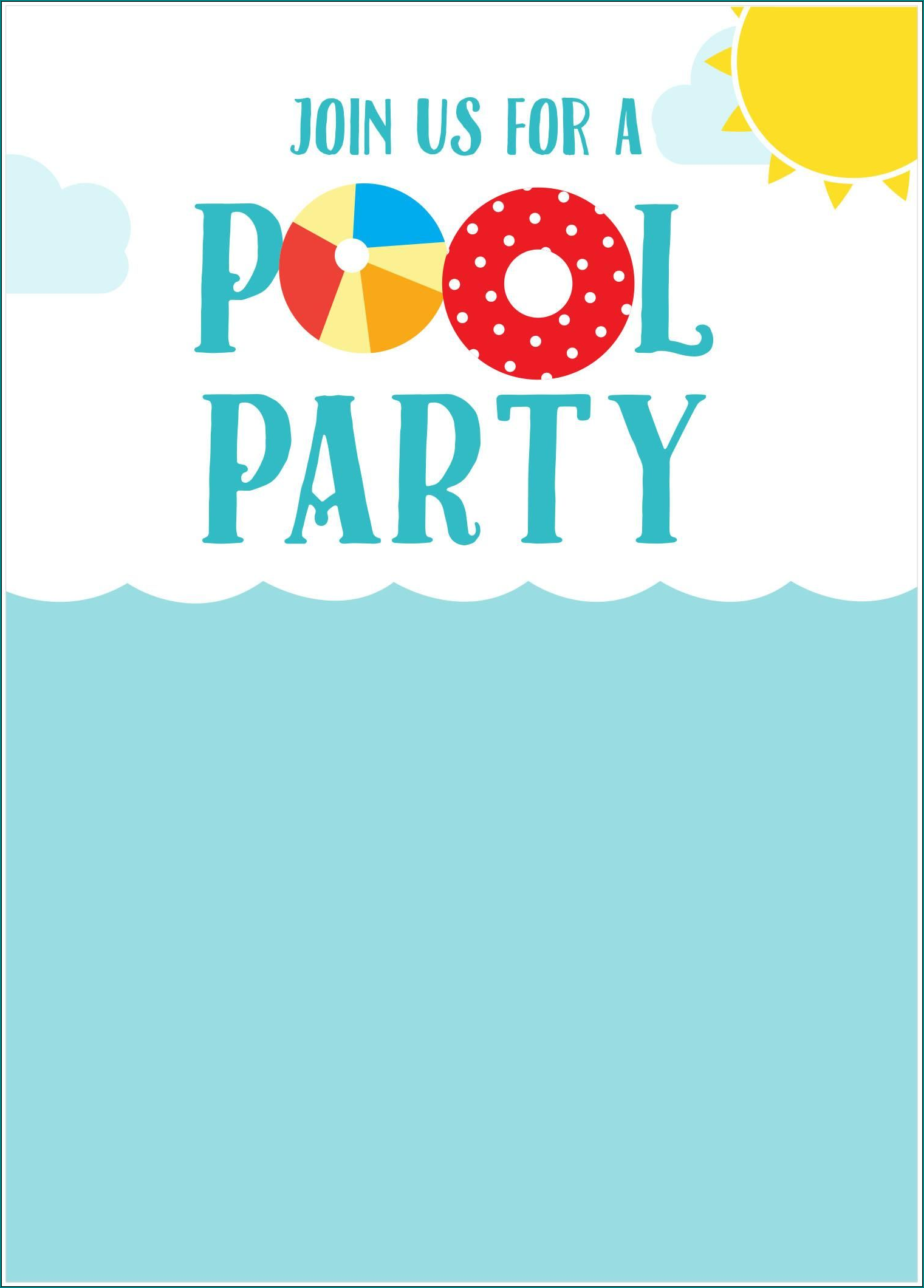 Pool Party Invitation Template Example