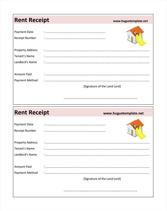 Sample Printable Blank Rent Receipt Template