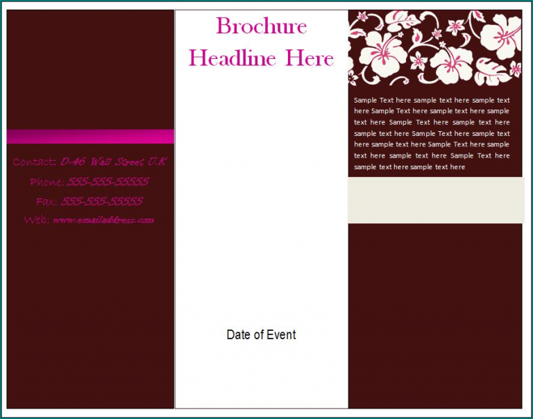 Sample of Leaflet Template Word 768x604