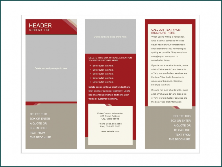 Sample of Pamphlet Template