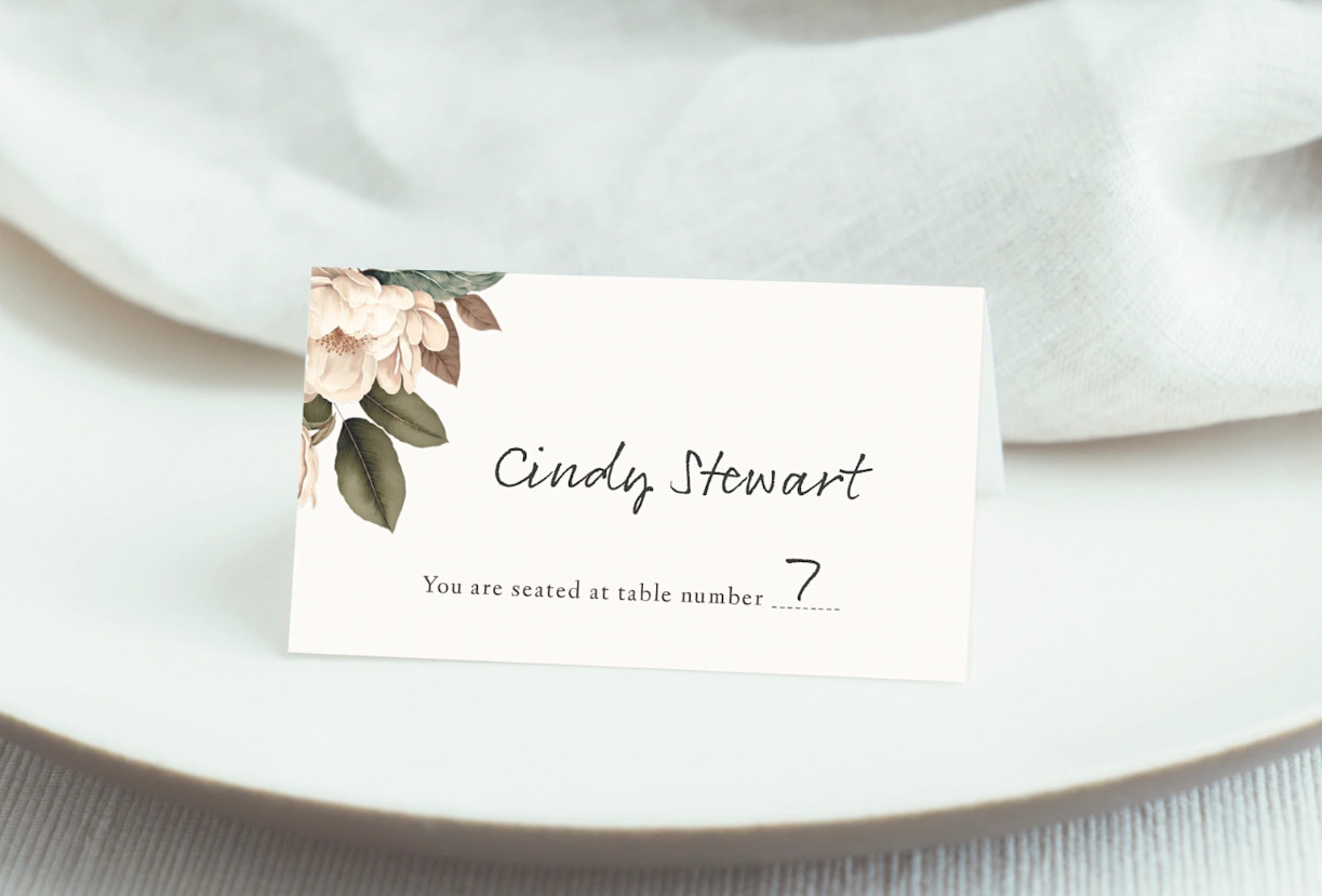 Sample of Table Name Cards Template