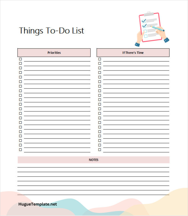 Free Printable Blank Things To-Do List Template in Excel and PDF Format!